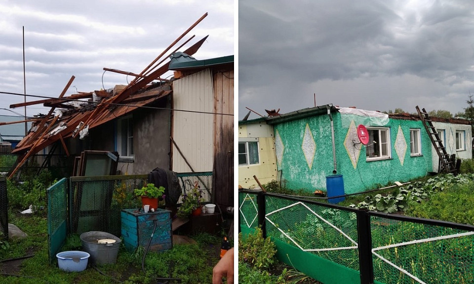 Ураган в Новосибирской области снес крыши домов