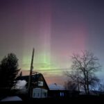 Северное сияние в январскую ночь в Новосибирской области